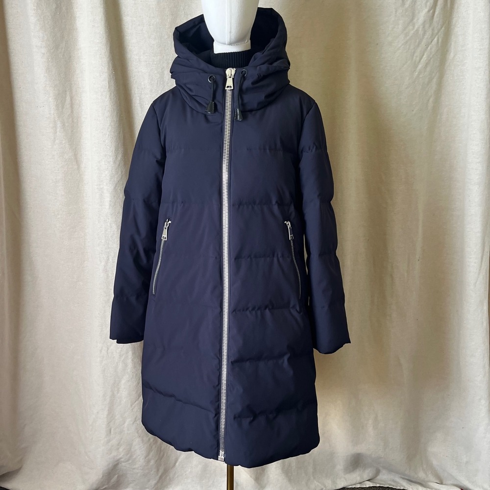 DKNY Black Hooded Puffer Coat Womens‎ Large Long Quilted Winter Jacket